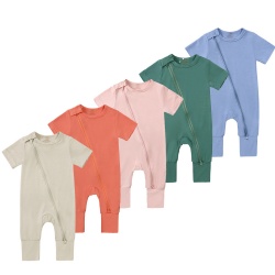 Baby Bamboo fiber short-sleeved jumpsuit