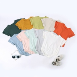 Baby bamboo short sleeved romper
